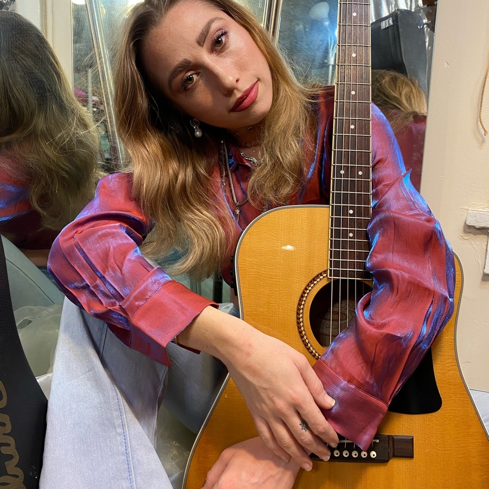 Disco Iridescent Button Down Holographic Tie Top✨